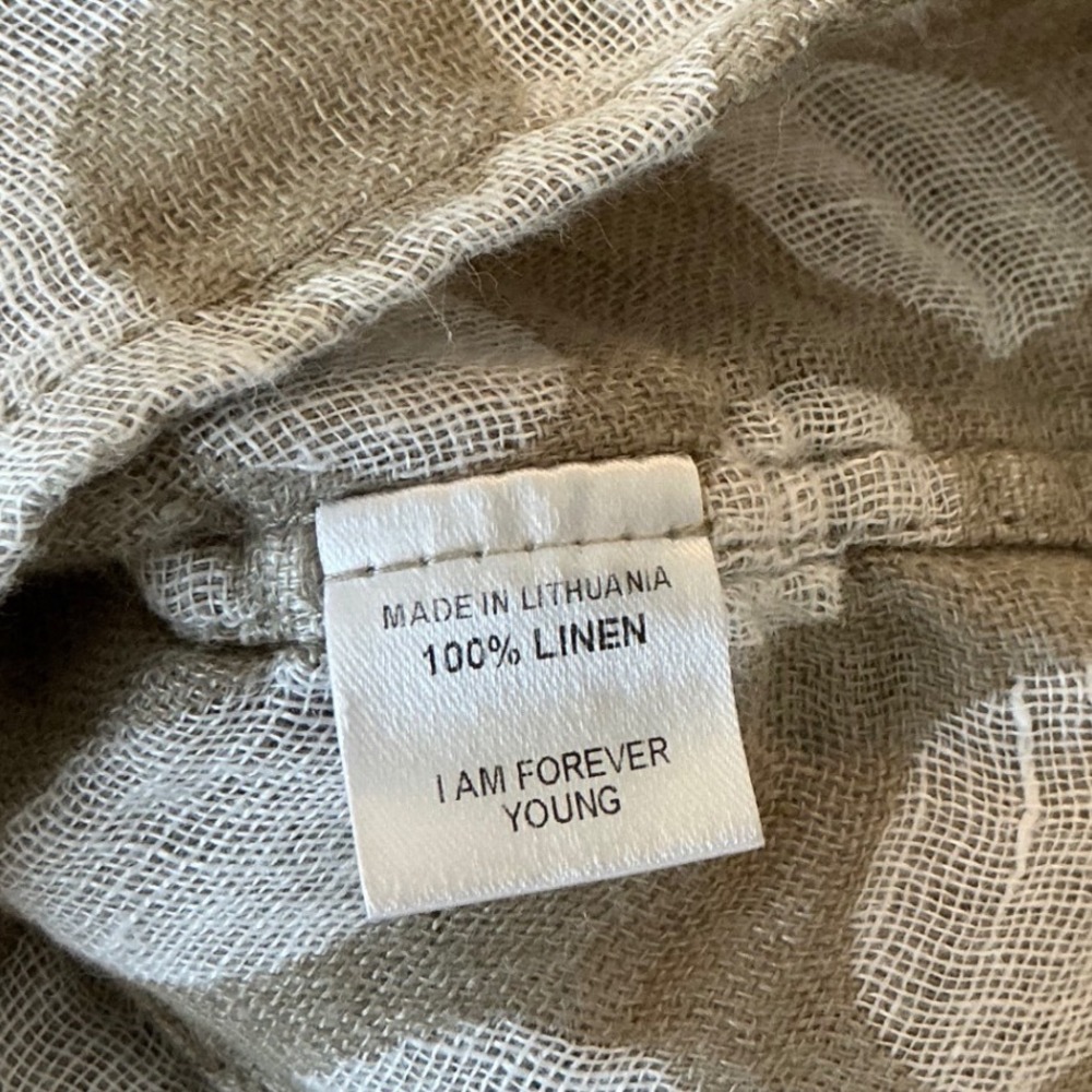 FLAX Linen Polka Dot Boxy Top Small Taupe Lagenlook Artsy Short Sleeve - Picture 6 of 11